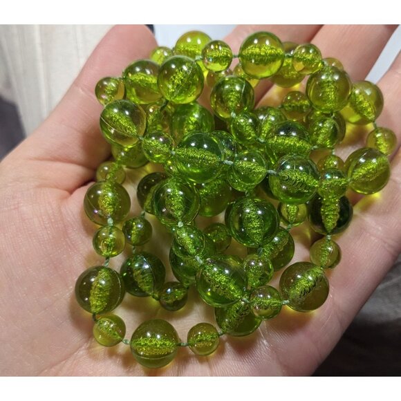 Cottagecore Spring Themed Green Translucent Beaded Necklace - Picture 3 of 4